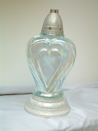 Large Glass Heart Grave Lantern